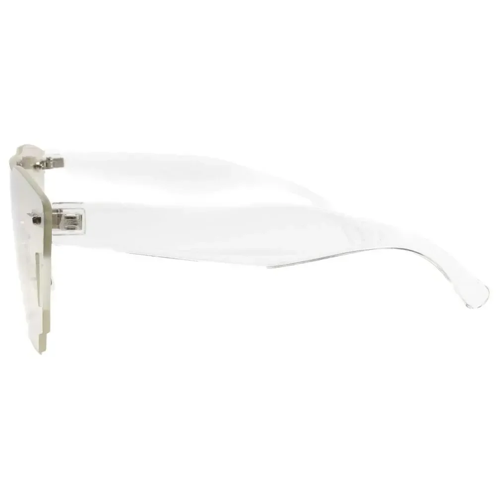 Slick Retro Futuristic Mens Womens One Piece Clear w/ Tinted Lens Sunglasses